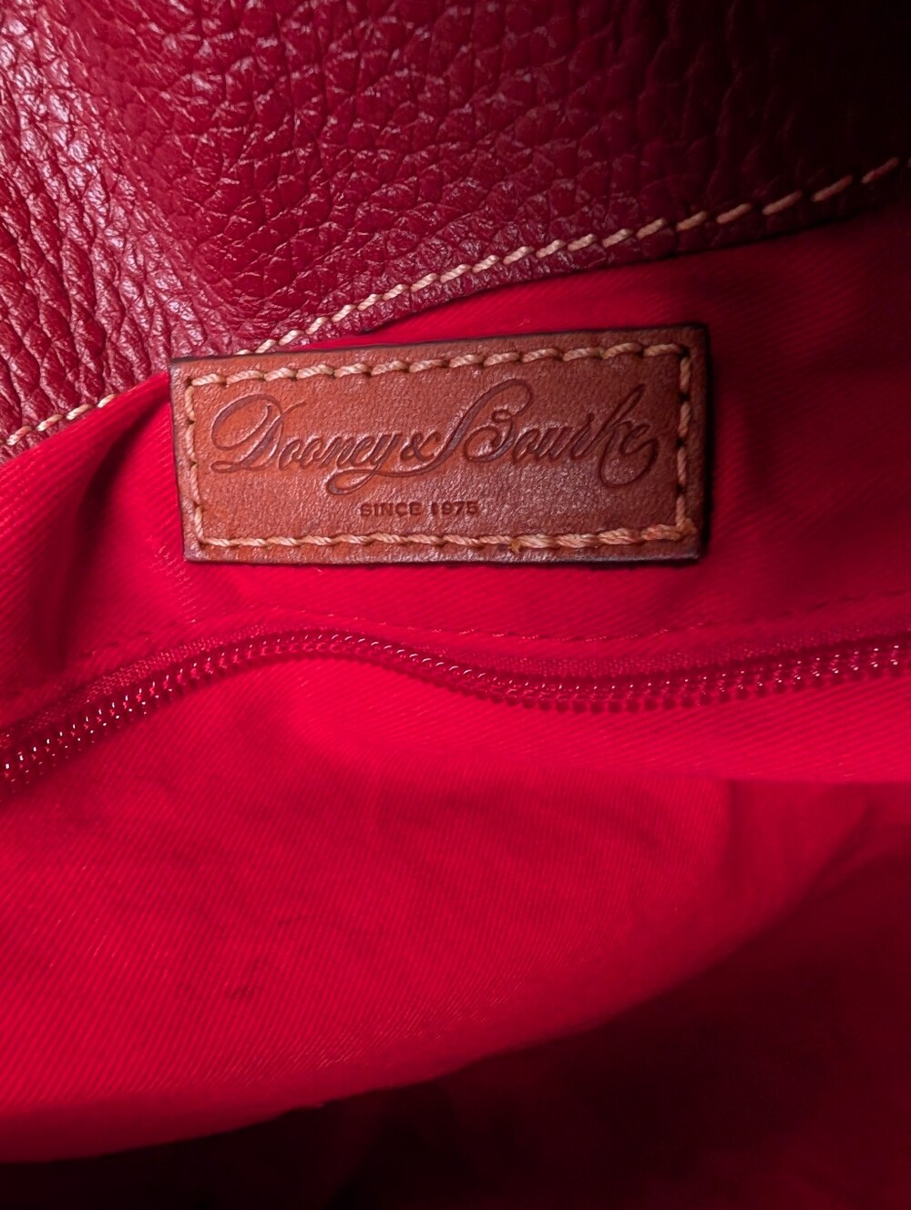 Dooney& Bourke Burgundy Leather Shoulder Hobo Bag with Gold Hardware - Picture 13 of 15